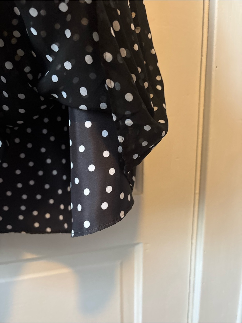 White House Black Market Black One-Shoulder Polka Dot Dress - Picture 5 of 7